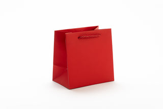 Punga Cadou Premium IUNI, Material Carton, Dimensiuni 17x17x11, Culoare Rosie Cu Maner Rosu