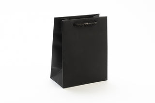 Punga Cadou Premium IUNI, Material Carton, Dimensiuni 11x16x6, Culoare Neagra Cu Maner Negru