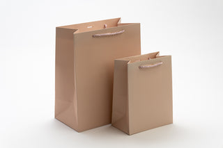 Punga Cadou Premium IUNI, Material Carton, Dimensiuni 18x23x10, Culoare Roz Pudra Cu Maner Roz