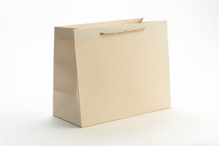 Punga Cadou Premium IUNI, Material Carton, Dimensiuni 32x26x15, Culoare Crem Cu Maner Crem