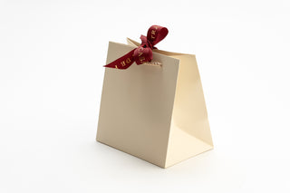 Punga Cadou Premium IUNI, Material Carton, Dimensiuni 17x17x11, Culoare Crem Cu Maner Crem