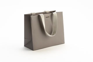 Punga Cadou Premium IUNI, Material Carton, Dimensiuni 14.5x11.5x6, Culoare Gri Inchis Cu Maner Gri Deschis