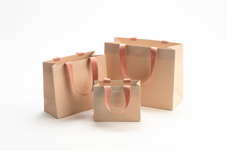 Punga Cadou Premium IUNI, Material Carton, Dimensiuni 25x20x11, Culoare Roz Pudra Cu Maner Roz