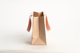 Punga Cadou Premium IUNI, Material Carton, Dimensiuni 25x20x11, Culoare Roz Pudra Cu Maner Roz