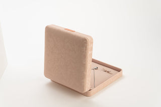 Cutie Bijuterii Premium pentru Set, Velur, Roz Pudra, 19x19x5 cm