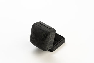 Cutie Bijuterii Premium pentru Inel, Velur, Negru, 6.5x6.5x5.5 cm