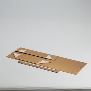 Cutie Cadou Pliată Premium cu Panglică, Carton, Auriu, 20x18x8 cm