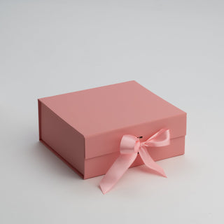 Cutie Cadou Pliată Premium cu Panglică, Carton, Roz, 28.2x20.2x9.2 cm
