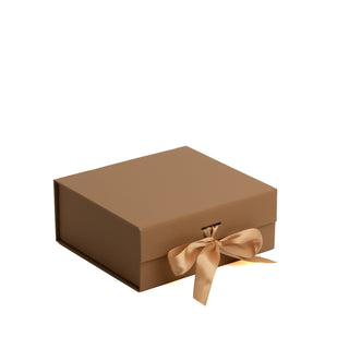 Cutie Cadou Pliată Premium cu Panglică, Carton, Maro, 33x25x12 cm