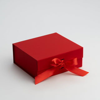 Cutie Cadou Pliată Premium cu Panglică, Carton, Roșu, 28.2x20.2x9.2 cm