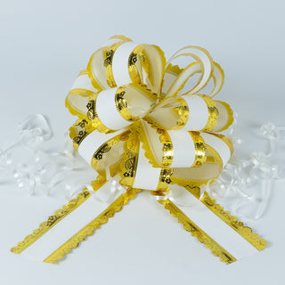 Panglica Fundita Rapid Marturii | Martisor, 5 cm latime, 142.5 y lungime - Auriu-Alb