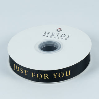 Panglica imprimeu Textil Just For You - Negru / Auriu