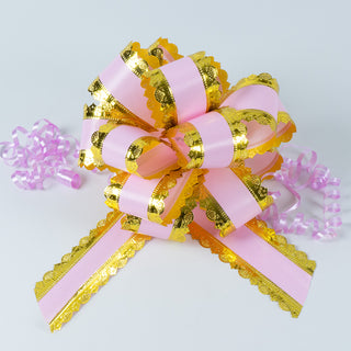 Panglica Fundita Rapid Marturii | Martisor, 5 cm latime, 142.5 y lungime - Auriu-Roz