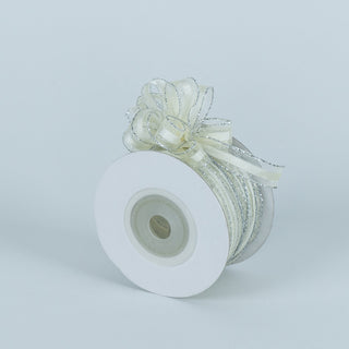 Panglica Fundita Rapid Sclipici, 1 cm latime, 25 y lungime - Crem
