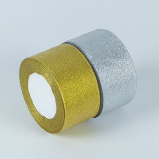 Panglica Organza Sclipici, 5 cm latime, 50 y lungime - Argintiu