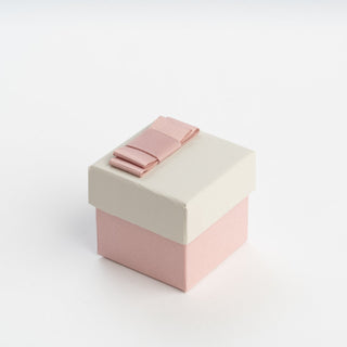 Cutie Bijuterii cu Fundiță Aplicată pentru Inel, Carton, Crem, 5x5x4.5 cm