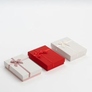 Cutie Bijuterii cu Fundă pentru Set, Carton, Alb, 9.5x13.5x3.5 cm