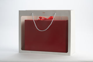 Punga Cadou Cu Fereastra Premium IUNI, Material Carton, Dimensiuni 42x33x15, Culoare Alba Cu Maner Alb