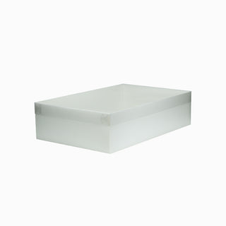 Cutie cadou Dreptunghi Pliabil (capac + bază), 25 × 40 × 10 cm - capac Transparent / bază Alb