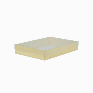 Cutie cadou Dreptunghi Pliabil (capac + bază), 26 × 36 × 6 cm - capac Transparent / bază Crem