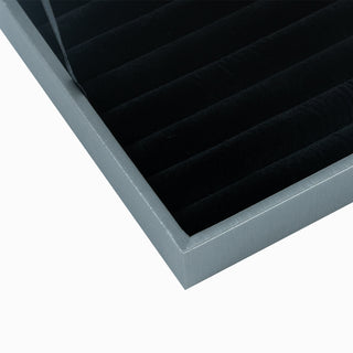 Suport bijuterii Inel Geam, 20x15x4.5 cm - Gri / Negru