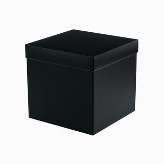 Cutie cadou Cub Pliabil (capac + bază), 29.5 × 29.5 × 28 cm - capac Transparent cu dungă / bază Negru