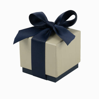 Cutie bijuterii Ribon Down R.D, 7x7x7 cm - Crem / Bleumarin