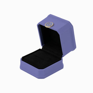 Cutie bijuterii Inel Gama Piele, 7.5x7.5x6 cm - Mov / Negru