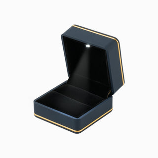 Cutie bijuterii Inel Led, 6.5x6.5x4.5 cm - Bleumarin / Negru