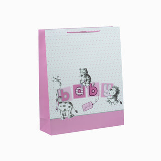 Punga CADOU Baby, 47x57x15 cm - Roz / Alb
