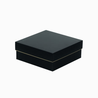 Cutie cadou Cub Pliabil (capac + bază), 15.5 × 15.5 × 7 cm - capac Transparent cu dungă / bază Negru