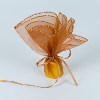 Saculet cadou Cercei Organza - Maro Inchis