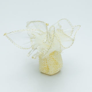 Saculet cadou Cercei Organza - Crem