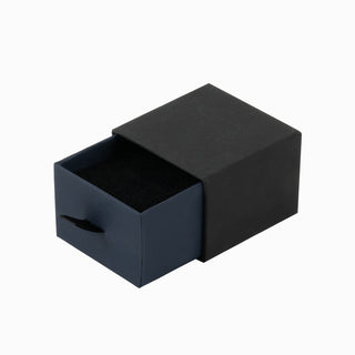 Cutie bijuterii Inel Sertar, 5x5x3.8 cm - Negru / Bleumarin
