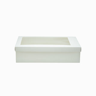 Cutie cadou Dreptunghi Pliabil (capac + bază), 25 × 40 × 10 cm - capac Transparent / bază Alb