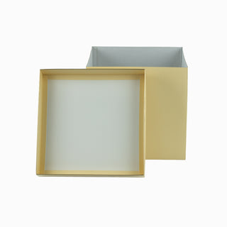 Cutie cadou Cub Pliabil (capac + bază), 29.5 × 29.5 × 28 cm - capac Transparent cu dungă / bază Crem