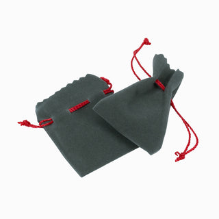 Saculet bijuterii Zimtat, 6x6+2.5 cm - Gri / Rosu