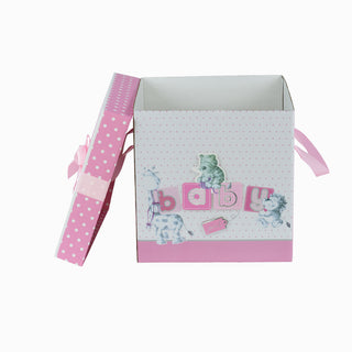 Cutie Cadou Baby, 29,5x29,5x29 cm - Roz / Alb