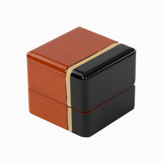 Cutie bijuterii Inel Dunga, 7x7x6 cm - Portocaliu / Negru