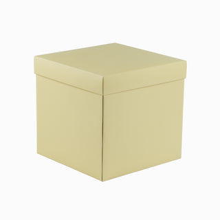 Cutie cadou Cub Pliabil (capac + bază), 29.5 × 29.5 × 28 cm - capac Transparent cu dungă / bază Crem