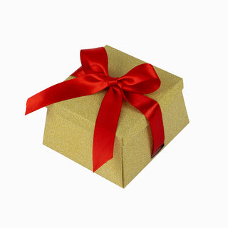 Cutie cadou Conic Pliat, 13x12x7 cm - Auriu / Rosu