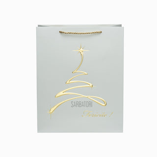 Punga CADOU Sarbatori, 26x32x12 cm - Alb / Auriu
