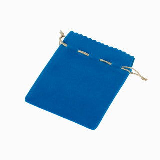 Saculet bijuterii Zimtat, 9x9+3 cm - Albastru / Auriu