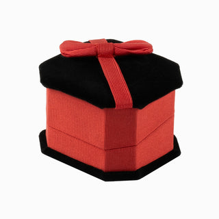 Cutie bijuterii Inel Papion, 6.6x5.8x4.3 cm - Rosu / Negru