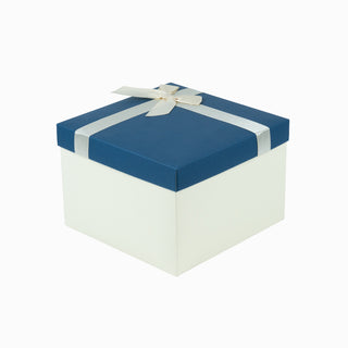 Cutie cadou Cub Pliat, 21x21x14 cm - Bleumarin / Crem