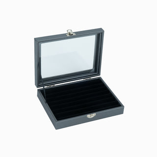 Suport bijuterii Inel Geam, 20x15x4.5 cm - Gri / Negru