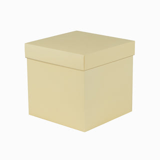 Cutie cadou Cub Pliabil (capac + bază), 21 × 21 × 20 cm - capac Transparent cu dungă / bază Crem