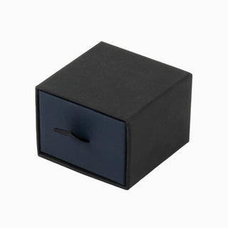 Cutie bijuterii Inel Sertar, 5x5x3.8 cm - Negru / Bleumarin
