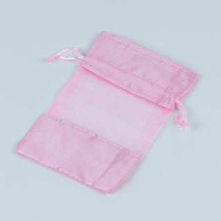Saculet cadou Margine Satin, 9.5x9.5+4.5 cm - Roz
