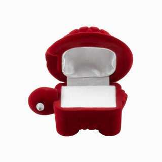 Cutie bijuterii Inel Broscuta, 6.5x4x4.5 cm - Rosu / Alb